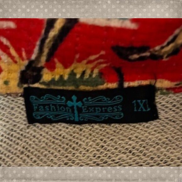 Red Western Women's Zip Up Jacket Plus Size 1X - Picture 2 of 9